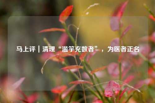 马上评｜清理“滥竽充数者”	，为医者正名  第1张